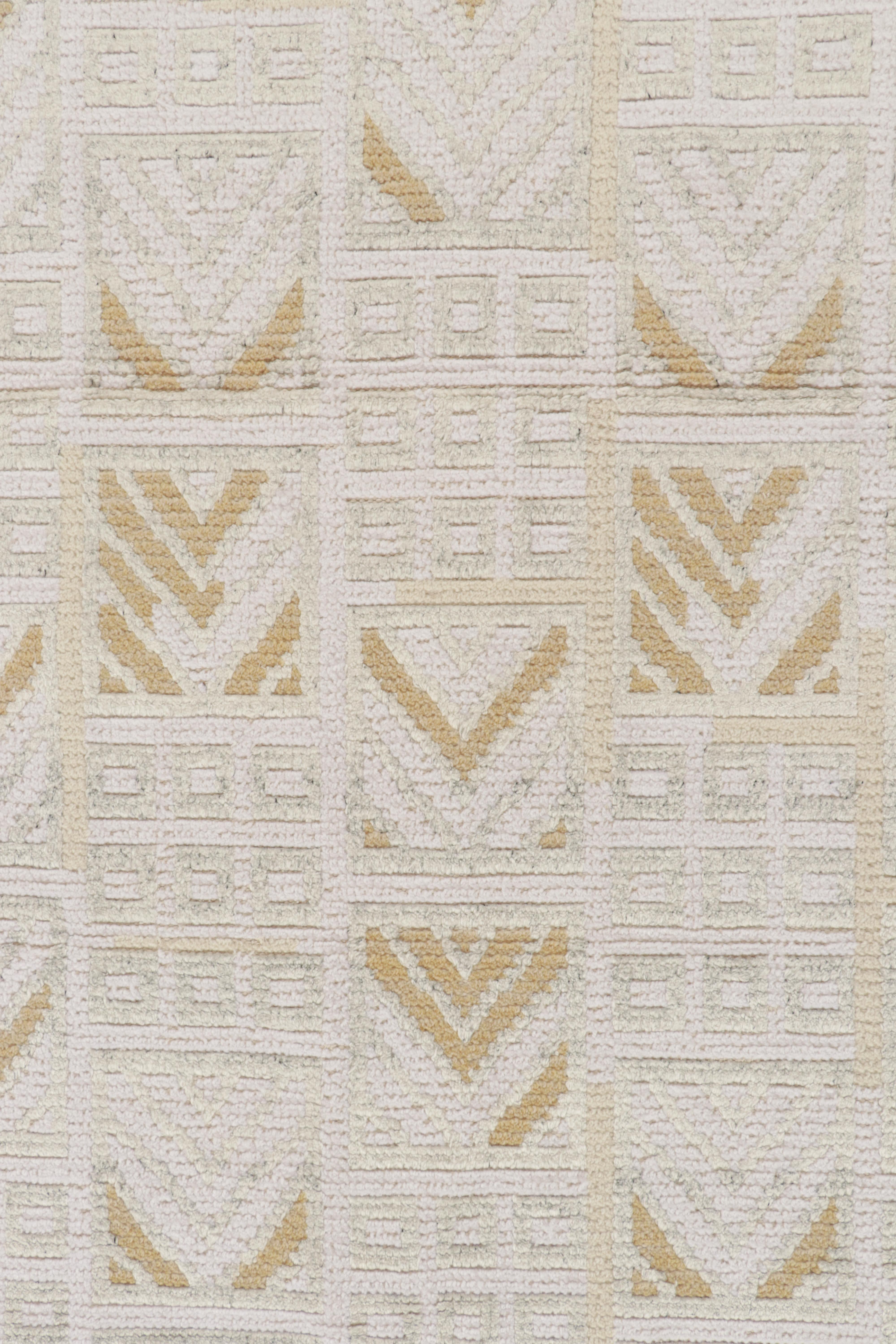 Hand-Woven Rug & Kilim’s Scandinavian Style Rug in White with Geometric Patterns  For Sale