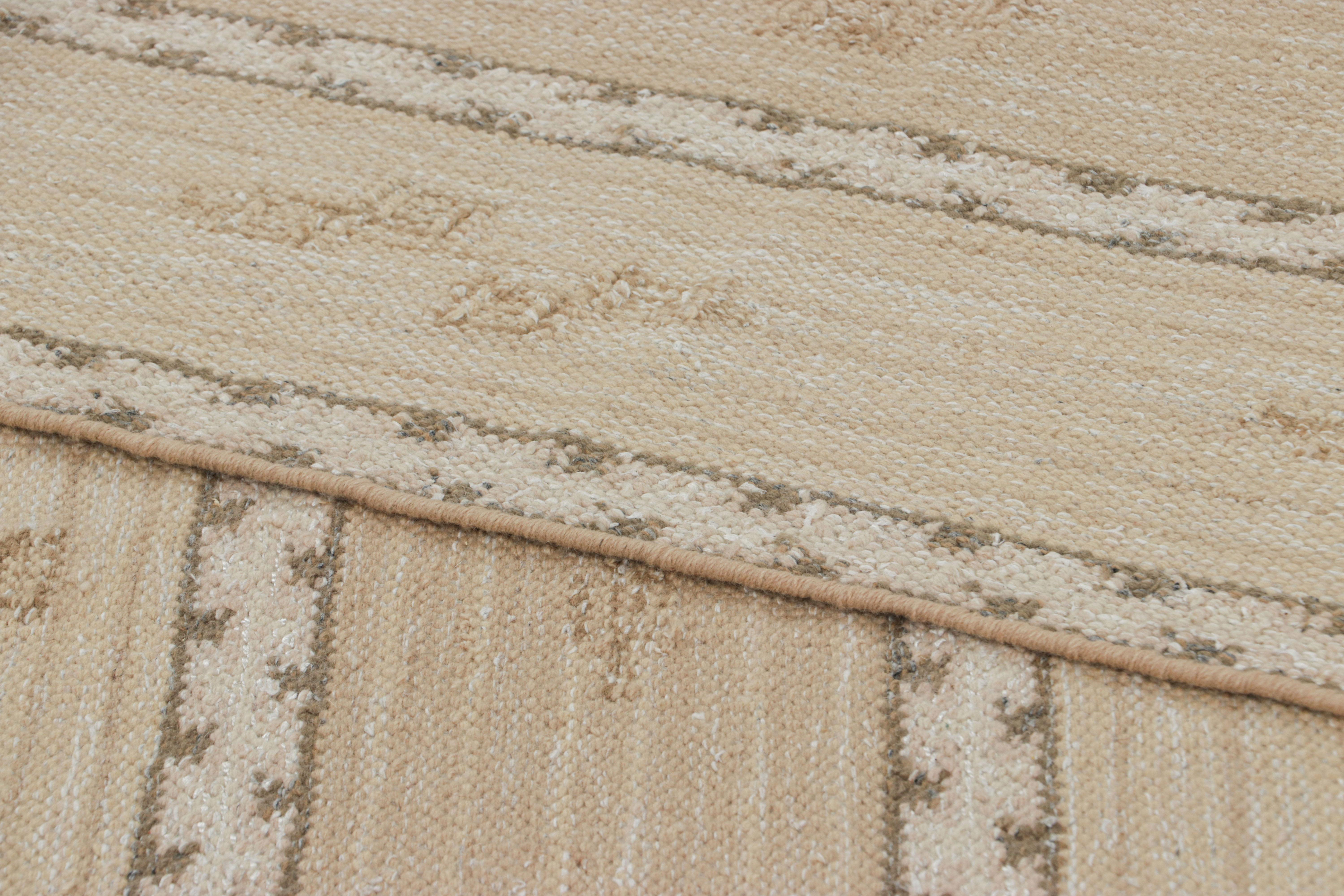 Laine Tapis de style scandinave de Rug & Kilim, pêche avec motifs géométriques beige-brun en vente