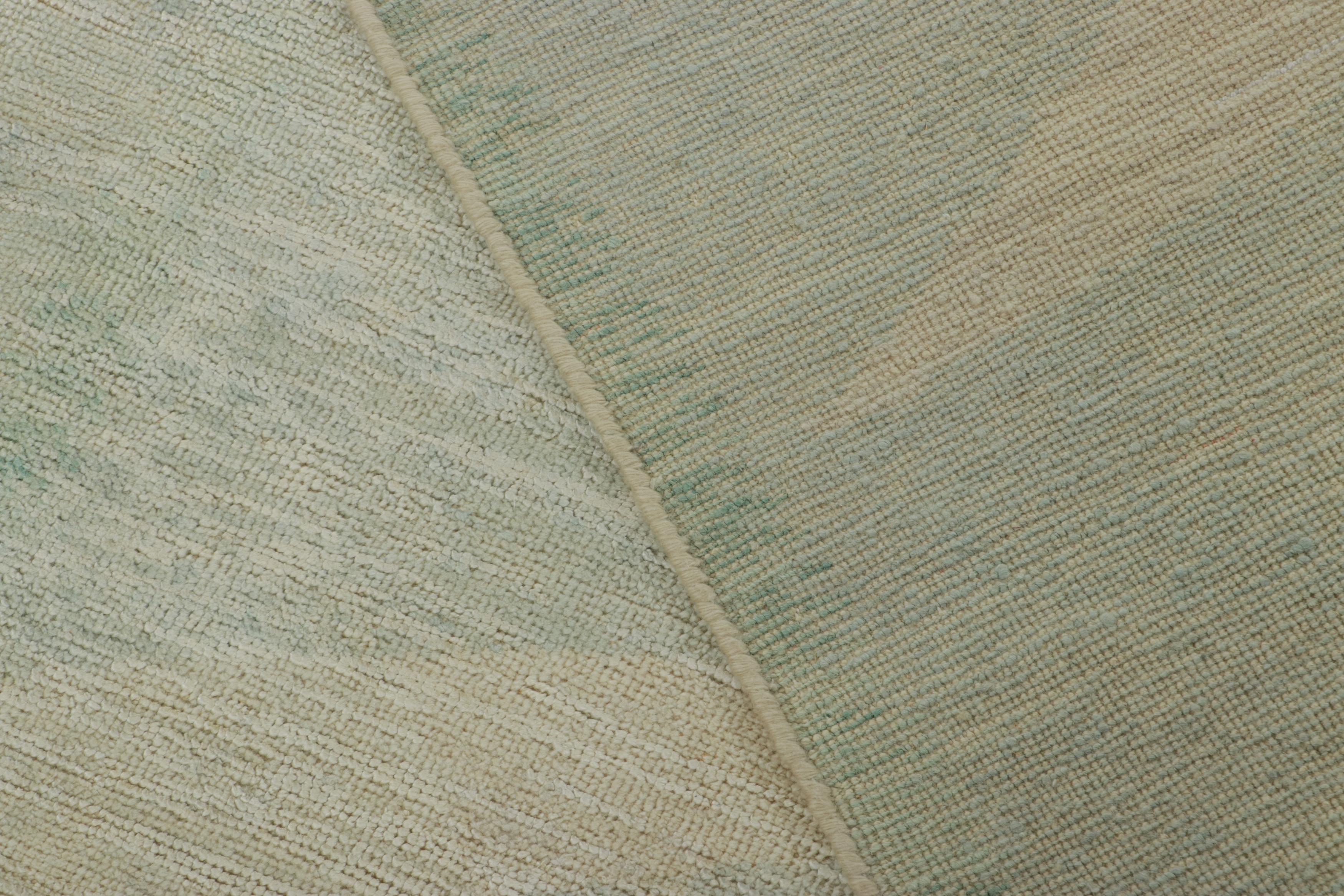 Contemporary Rug & Kilim’s Scandinavian Style Rug, Subtle Geometric Pattern in Cream and Blue For Sale
