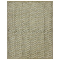 Rug & Kilim’s Scandinavian Style Rug with Beige and Green Geometric Patterns