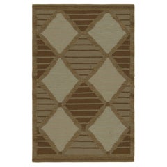 Rug & Kilim’s Scandinavian Style Rug with Beige and Taupe Diamonds and Stripes