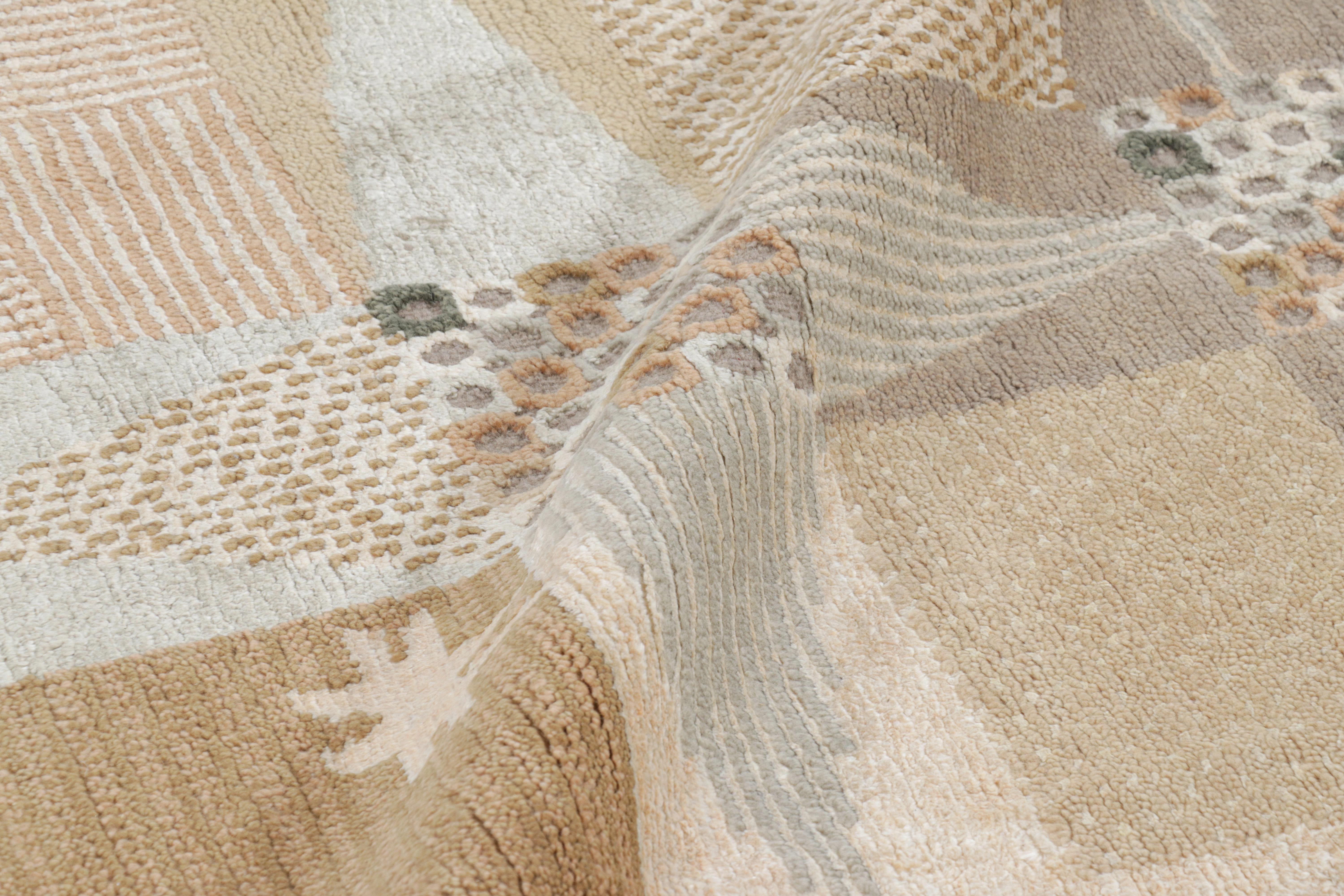 Contemporary Rug & Kilim’s Scandinavian Style Rug with Beige Brown Geometric Patterns For Sale