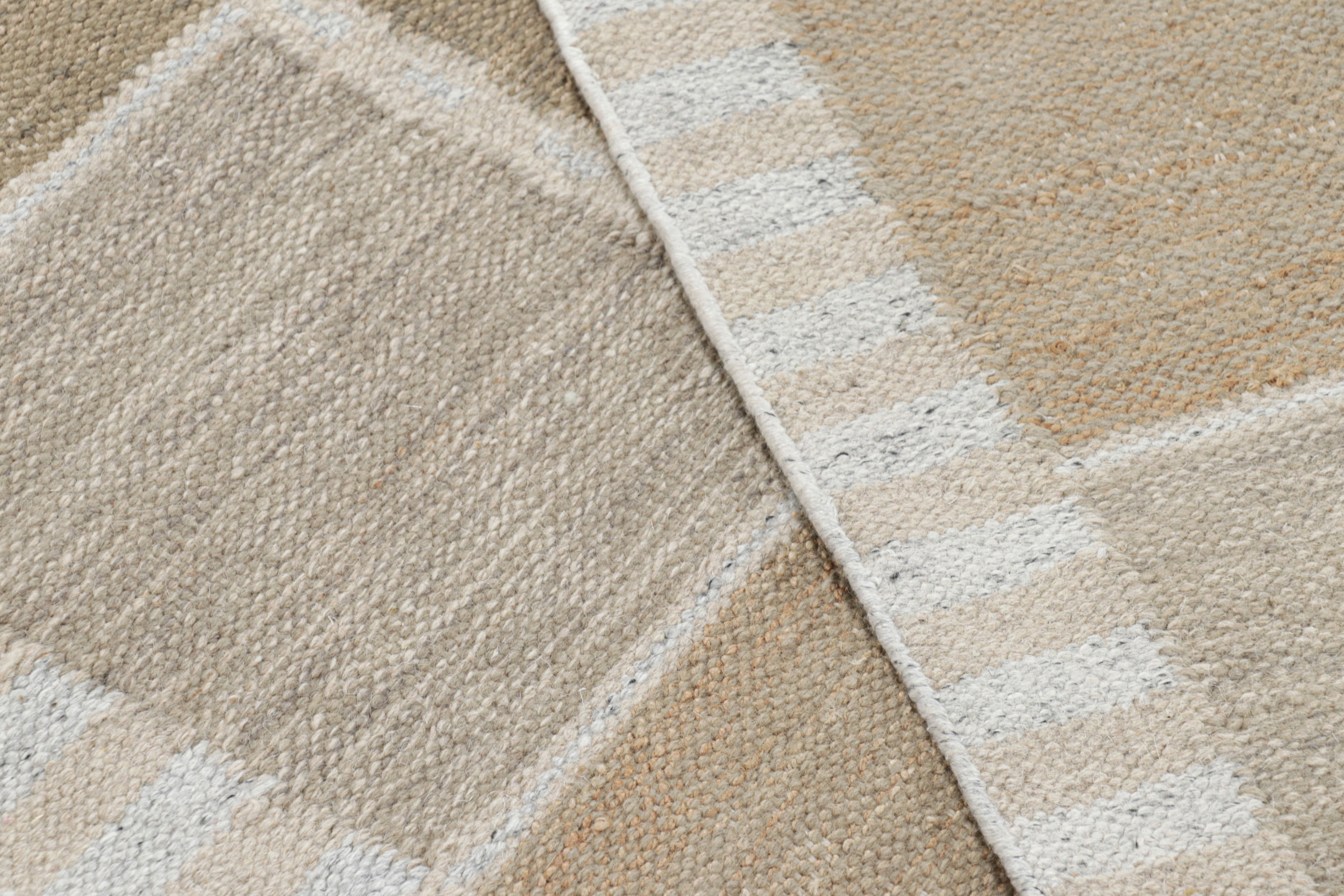 Contemporary Rug & Kilim’s Scandinavian Style Rug with Beige-Brown Geometric Patterns For Sale