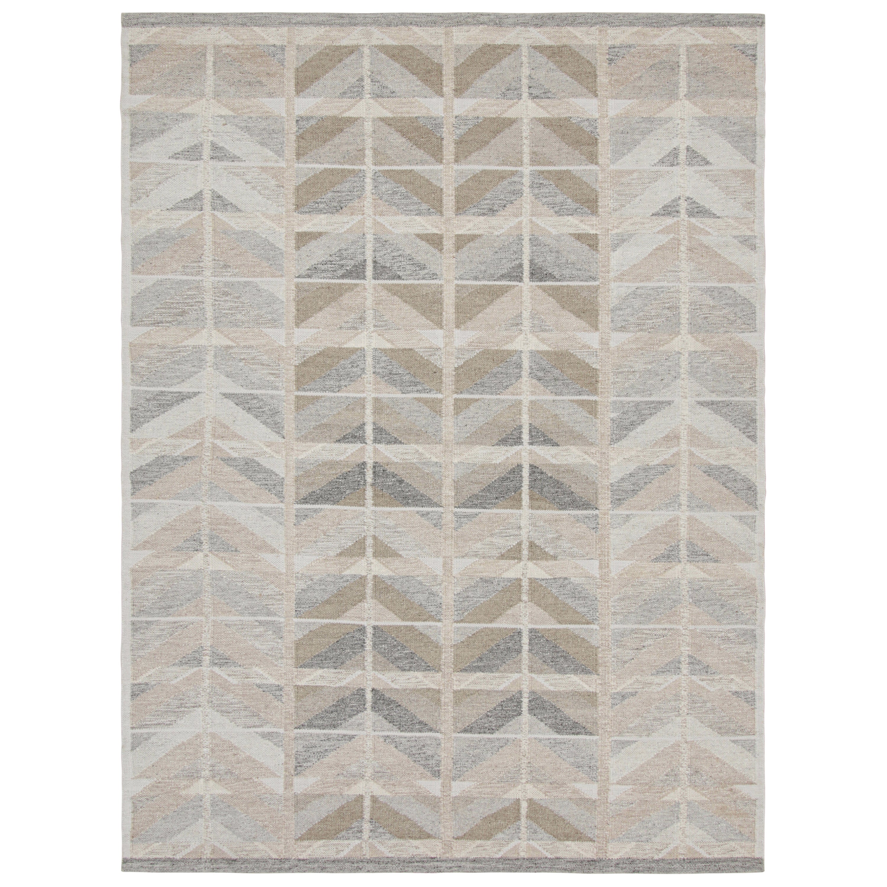 Tapis de style scandinave à motifs géométriques beige-brun de Rug & Kilim