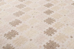 Rug & Kilim’s Scandinavian Style Rug with Beige-Brown, White Geometric Pattern