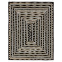 Rug & Kilim’s Scandinavian Style Rug with Black and Gold Geometric Patterns