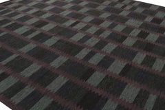 Rug & Kilim’s Scandinavian Style Rug with Black, Gray & Purple Geometric Pattern