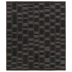 Rug
Kilim
s Teppich im skandinavischen Stil mit schwarzem, grauem und violettem geometrischem Muster