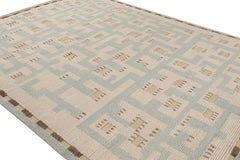 Rug & Kilim’s Scandinavian style Rug with Blue and Beige Geometric Patterns