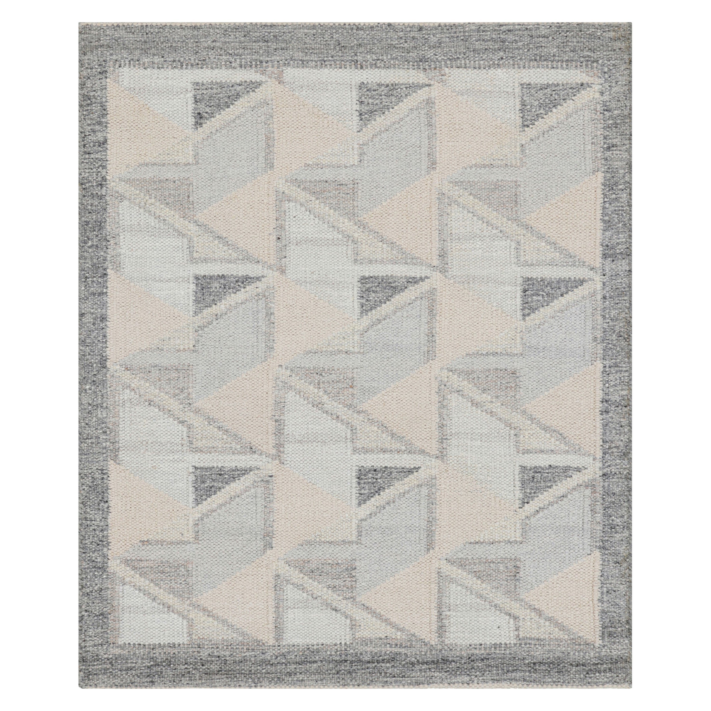 Rug
Kilim
s Teppich im skandinavischen Stil mit geometrischem Muster in Blau und Creme