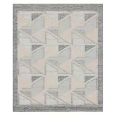 Rug & Kilim’s Scandinavian Style Rug with Blue and Cream Geometric Pattern