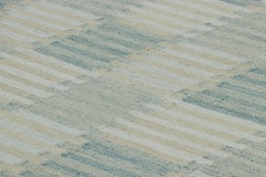 Rug & Kilim’s Scandinavian Style Rug with Blue and Cream White Geometric Pattern