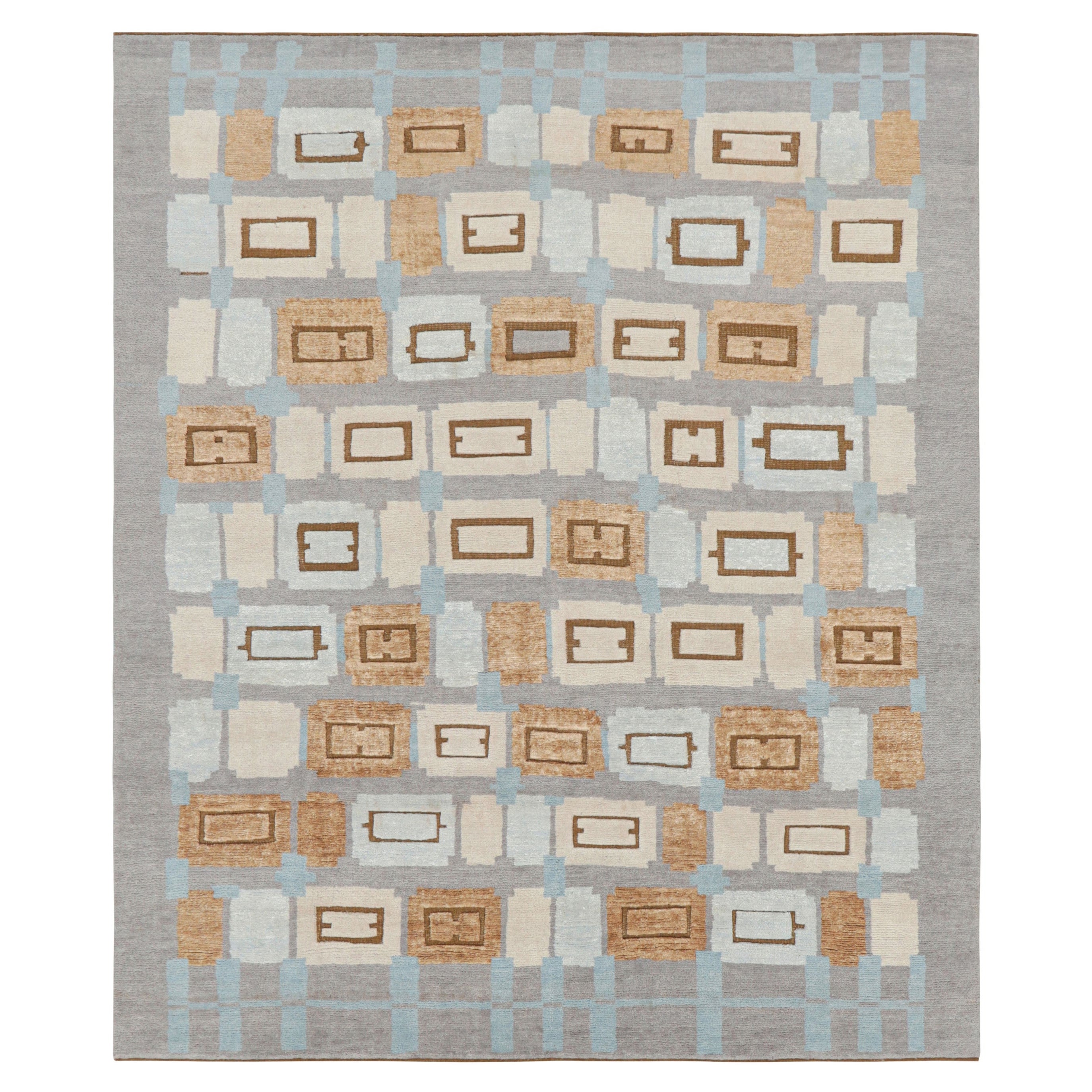 Rug
Kilim
s Teppich im skandinavischen Stil mit blauen und grauen geometrischen Mustern