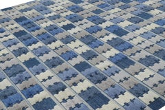 Rug & Kilim’s Scandinavian Style Rug with Blue, Gray and Cream Geometric Pattern