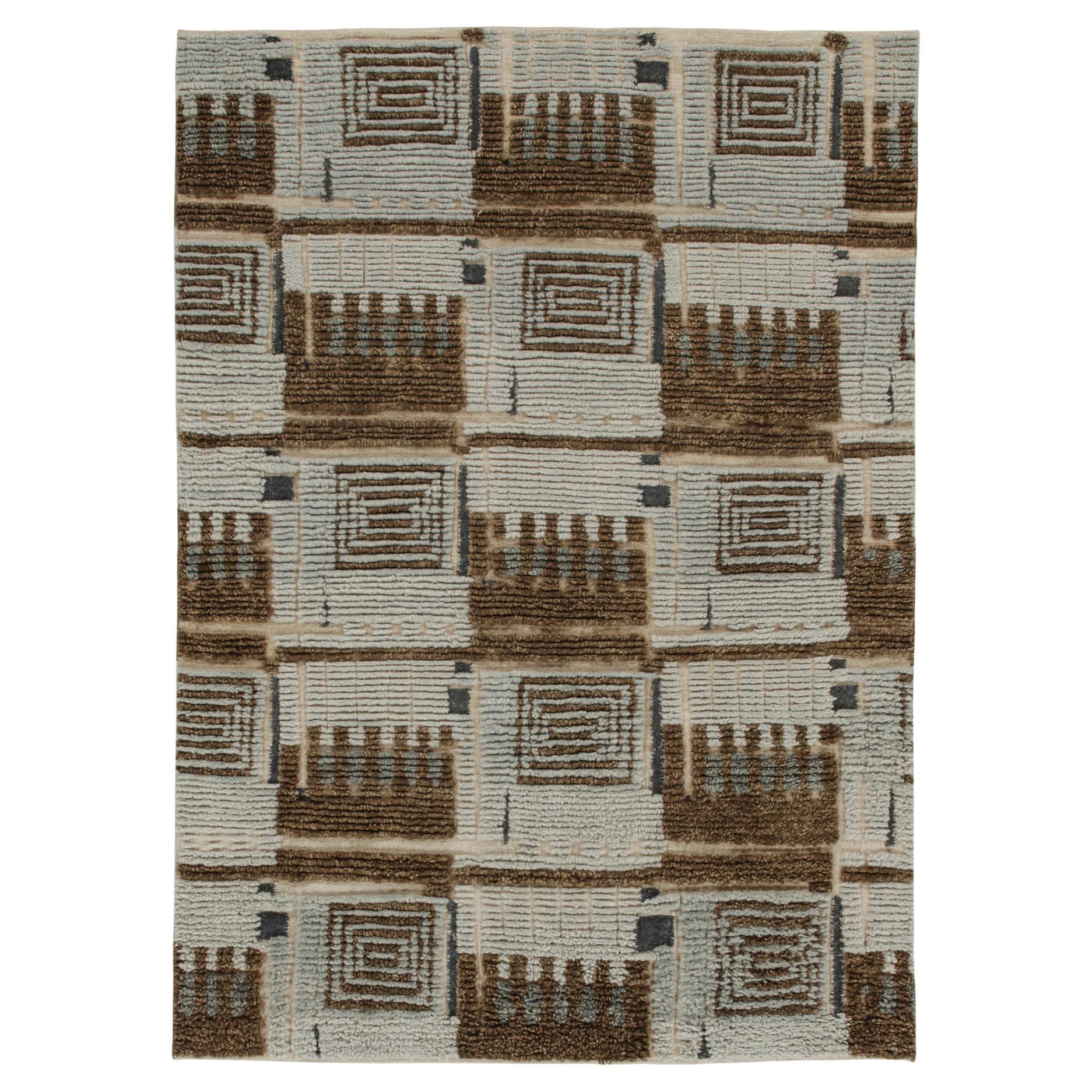 Tapis de style scandinave à motifs géométriques Brown et Blue de Rug & Kilim