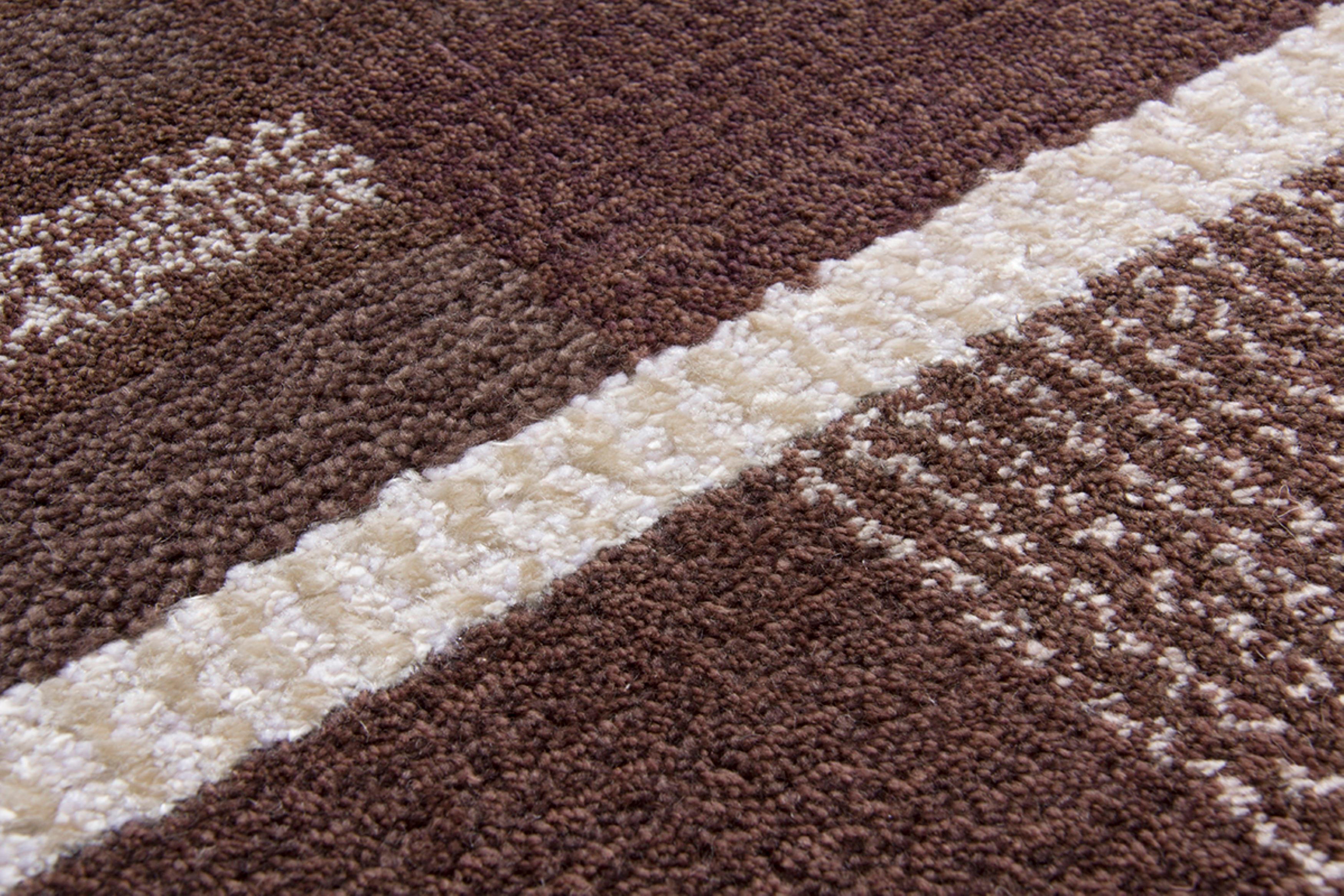 Indiano Tappeto in stile scandinavo Rug & Kilim con motivi geometrici marroni e crema in vendita