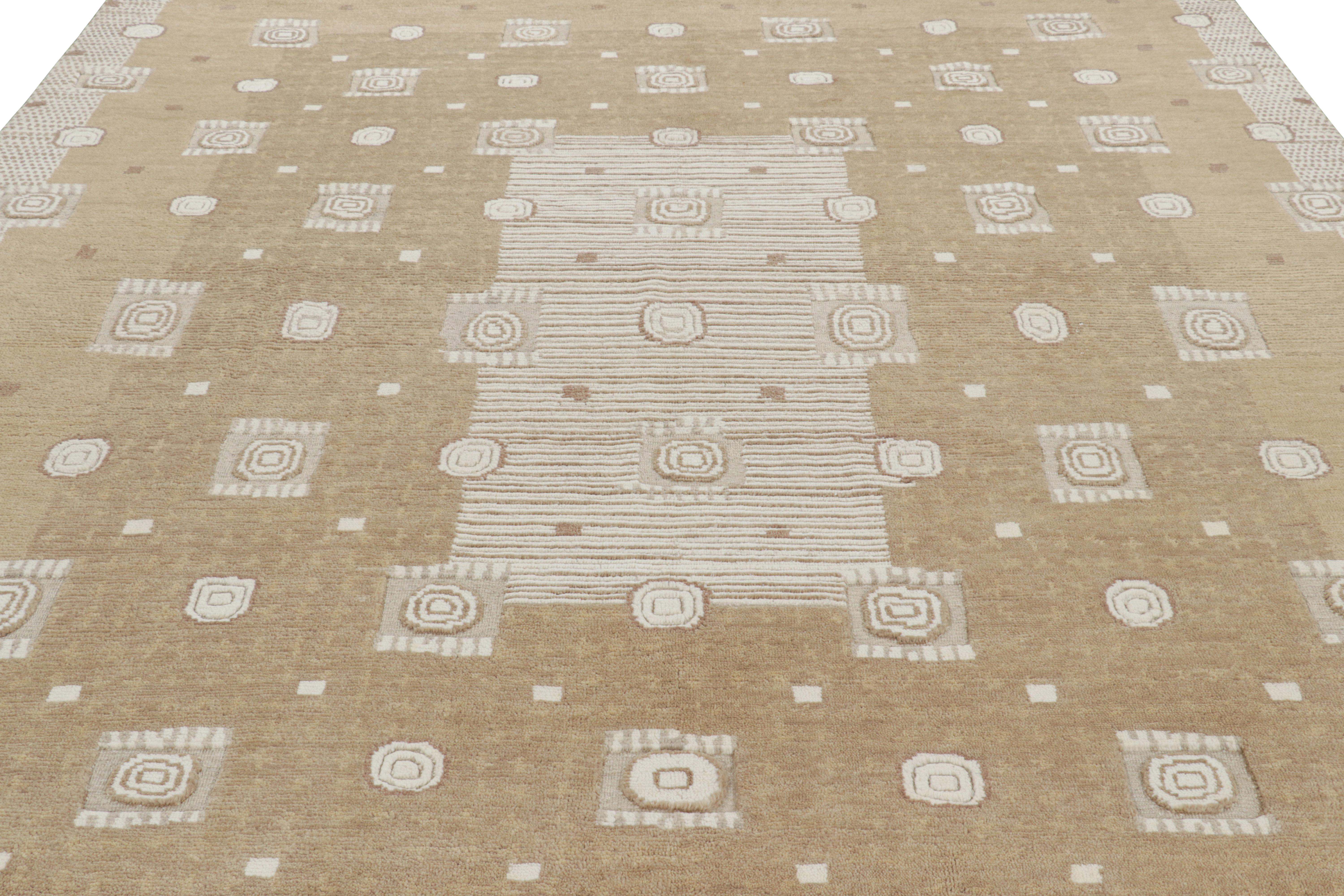 Dieser 9x12 große Teppich aus handgeknüpfter Wolle ist eine aufregende neue Ergänzung der skandinavischen Teppichkollektion von Rug & Kilim - eine zeitgenössische Neuinterpretation des schwedischen Minimalismus und der Vintage-Teppiche und Textilien