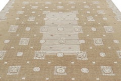 Rug & Kilim’s Scandinavian Style Rug with Brown and White Geometric Patterns