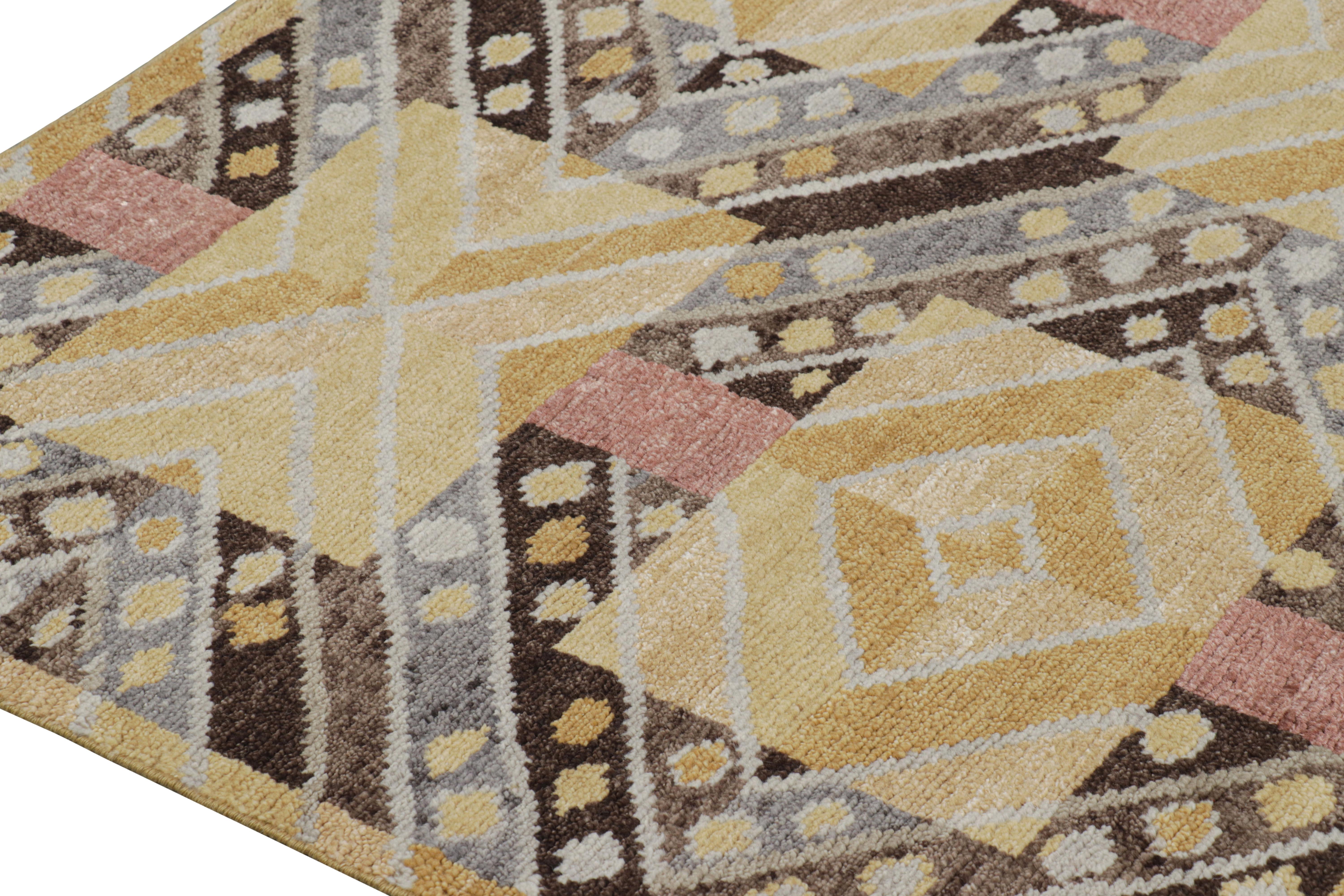 Modern Rug & Kilim’s Scandinavian Style Rug with Colorful Geometric Patterns For Sale