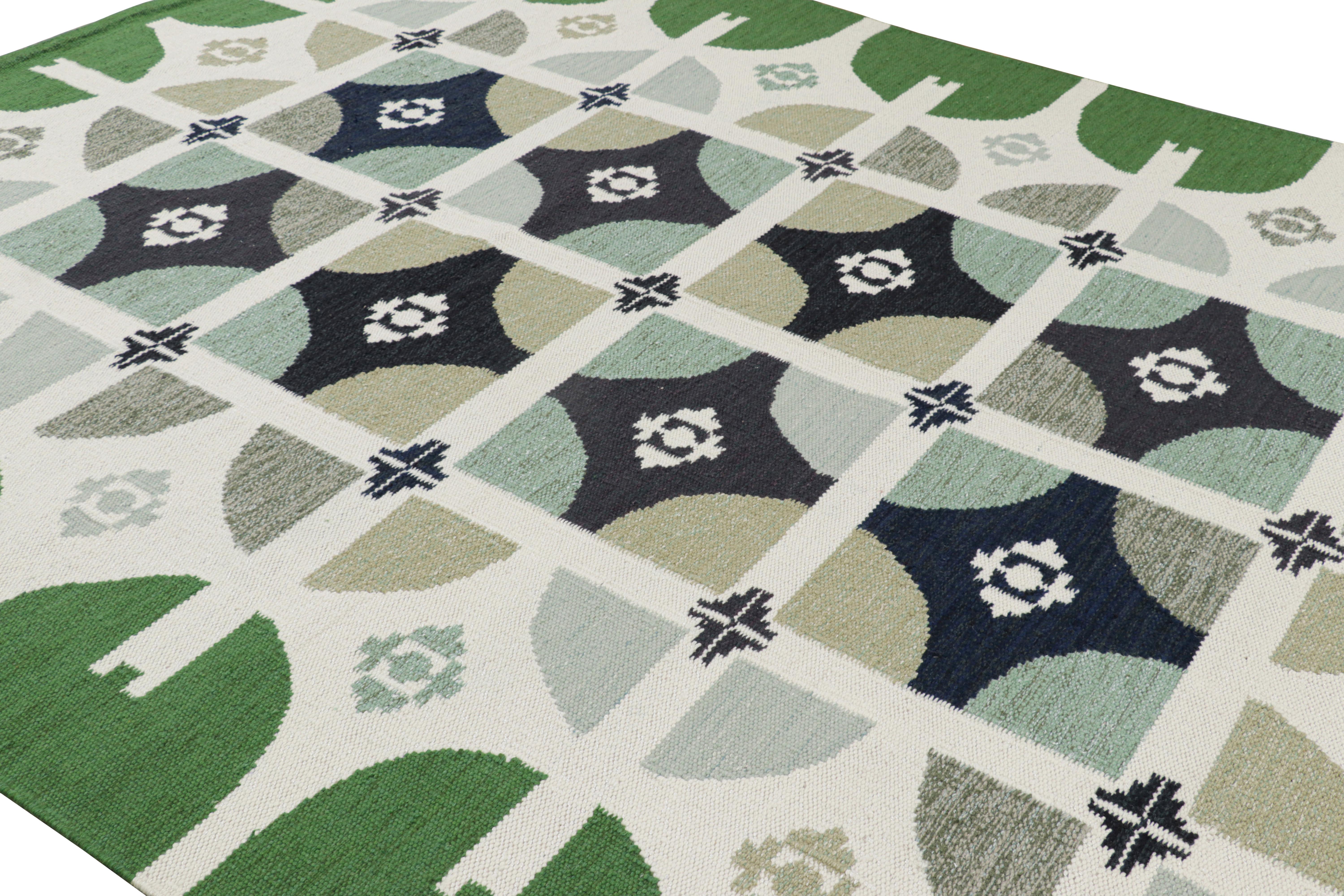 Indian Rug & Kilim’s Scandinavian Style Rug with Colorful Geometric Patterns For Sale