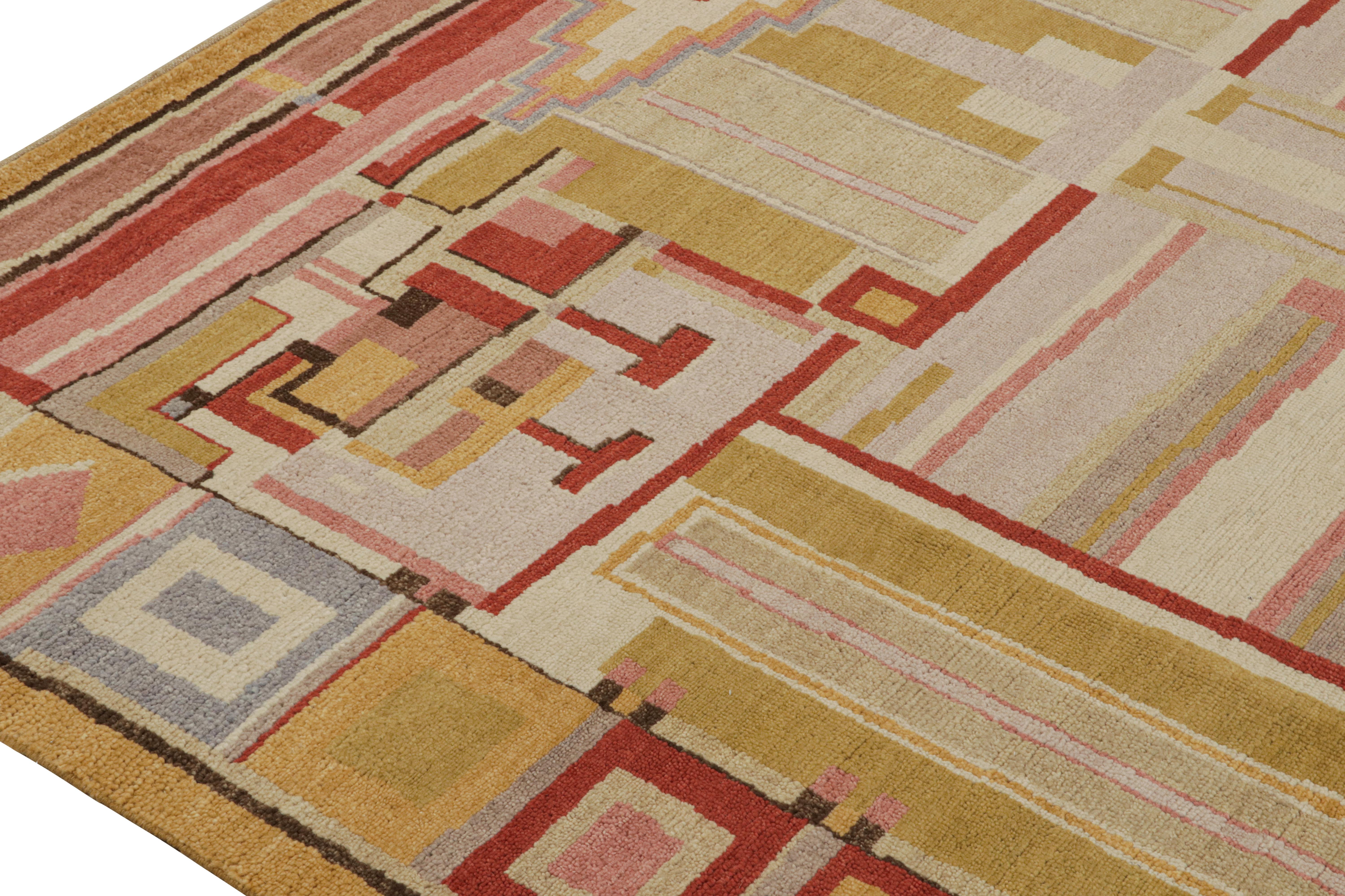 Hand-Knotted Rug & Kilim’s Scandinavian Style rug with Colorful Geometric Patterns For Sale