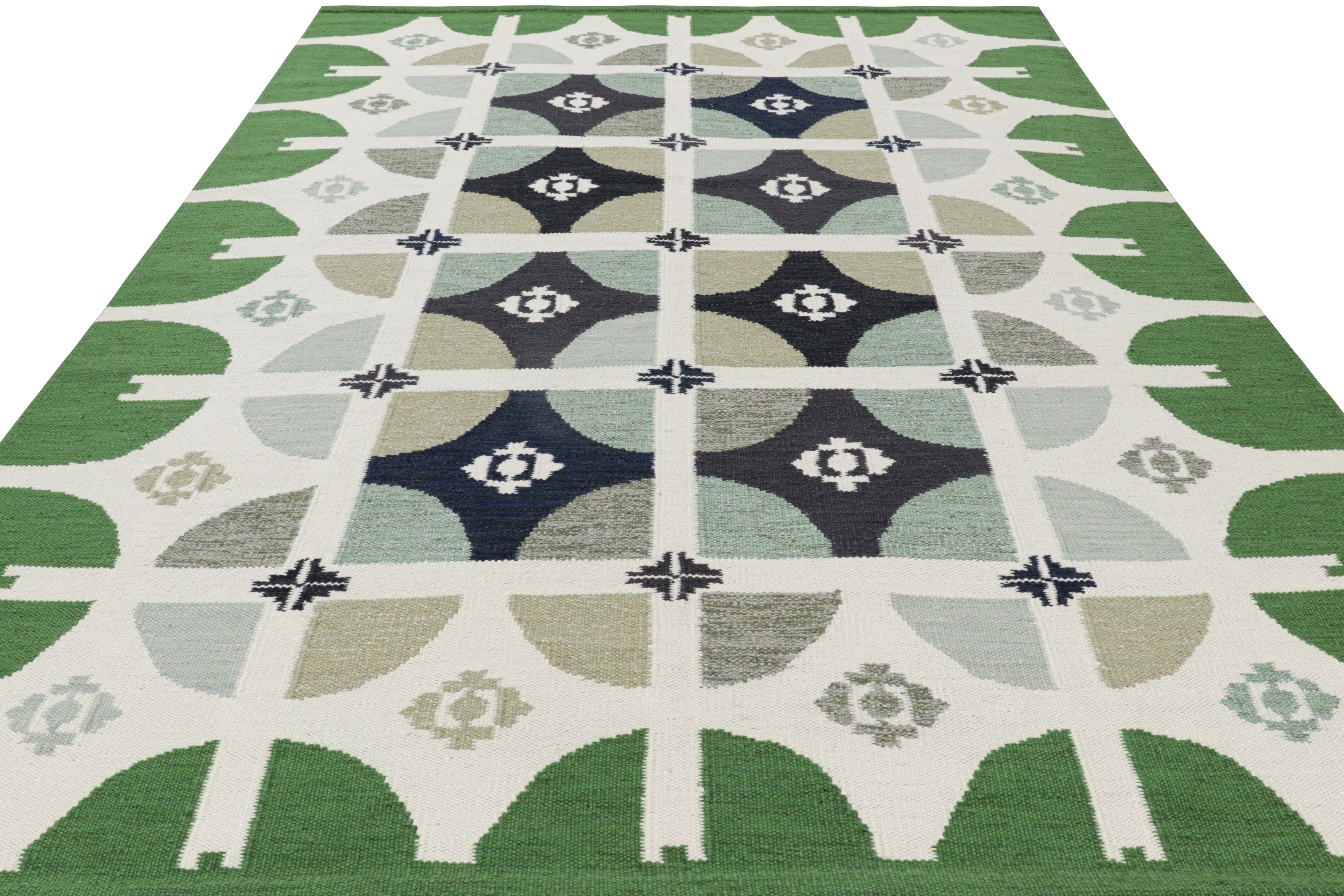 Hand-Woven Rug & Kilim’s Scandinavian Style Rug with Colorful Geometric Patterns For Sale