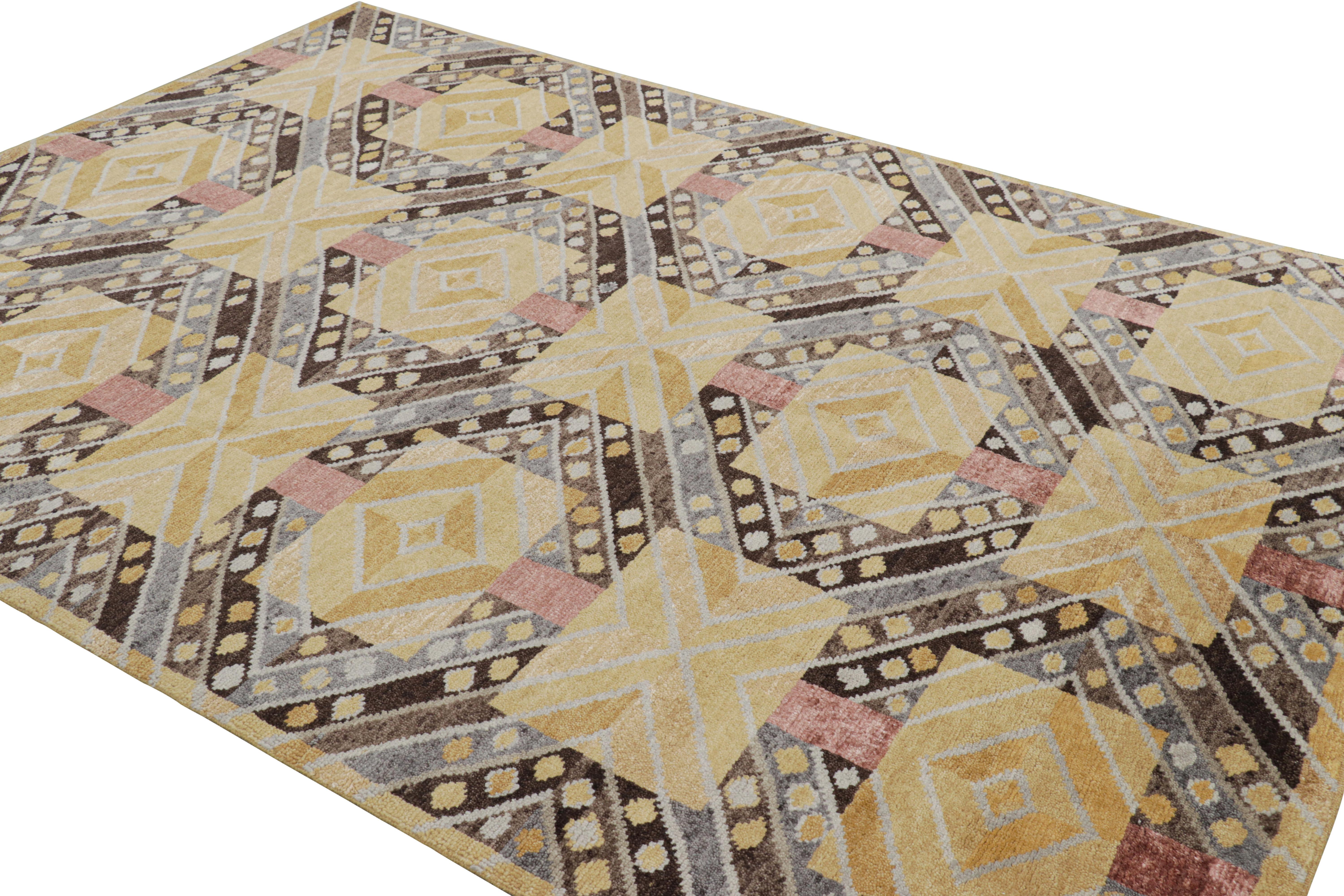Hand-Knotted Rug & Kilim’s Scandinavian Style Rug with Colorful Geometric Patterns For Sale