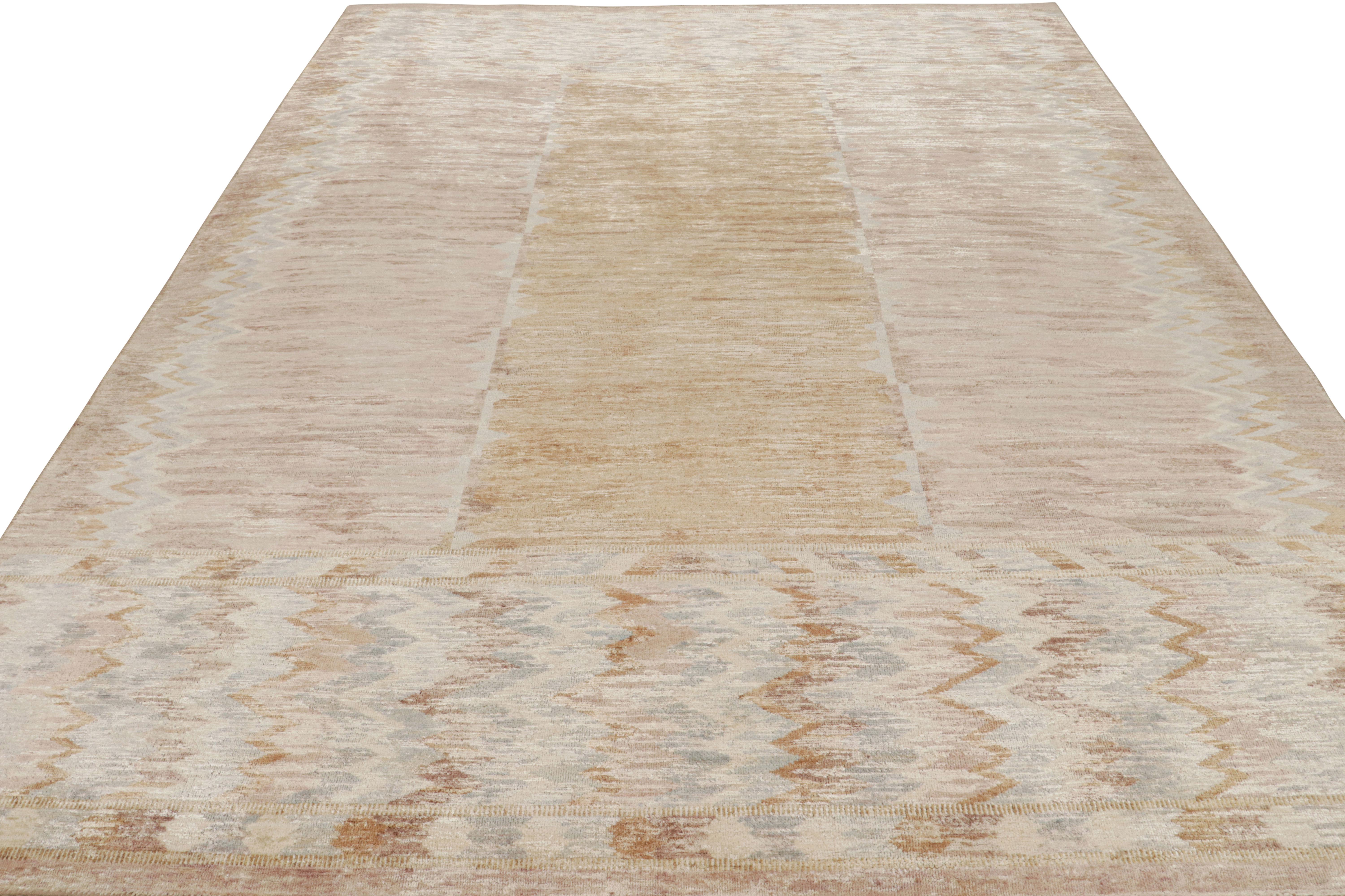 Scandinavian Modern Rug & Kilim’s Scandinavian Style Rug with Geometric Chevron Patterns For Sale