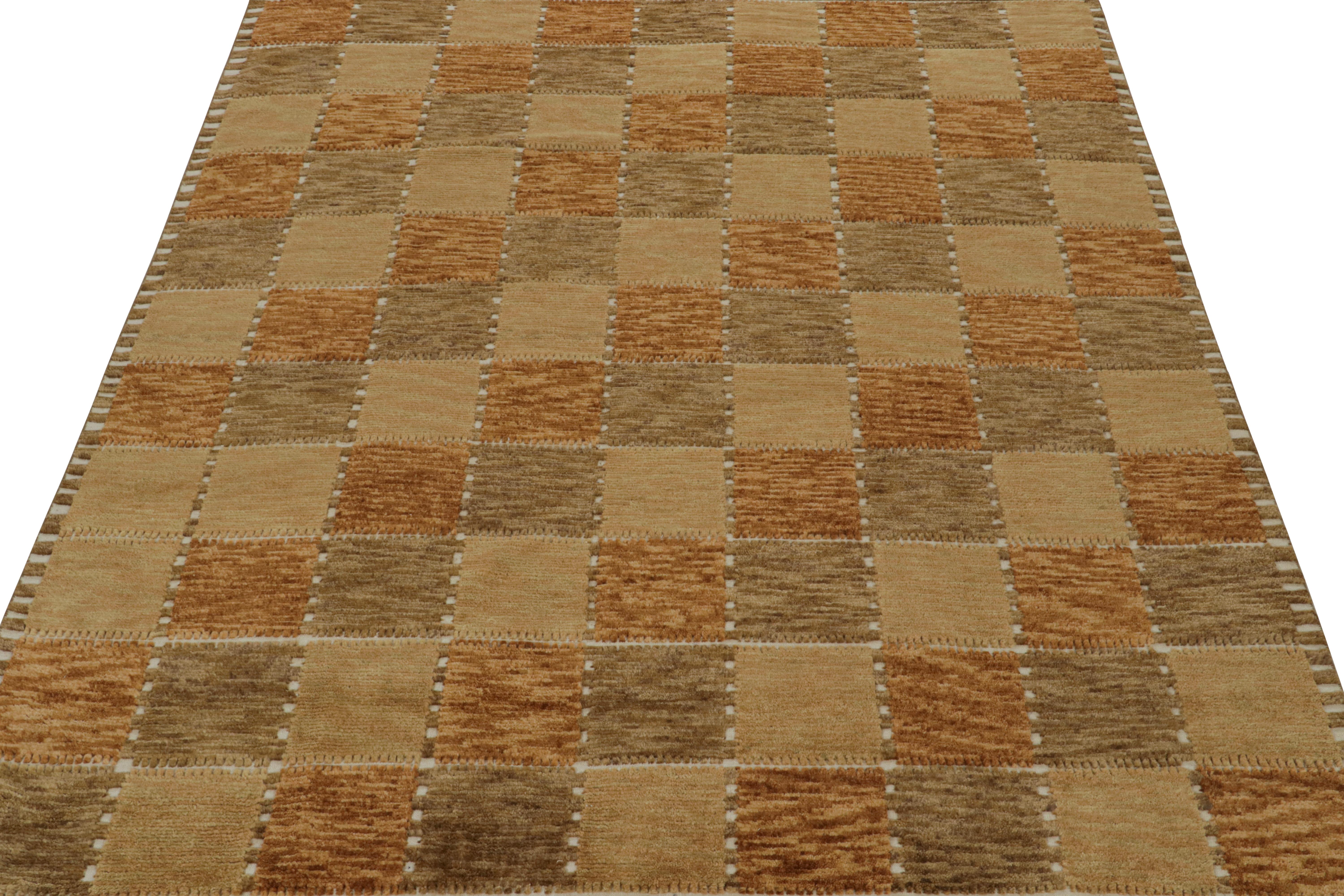 Scandinavian Modern Rug & Kilim’s Scandinavian Style Rug with Geometric Patterns in Brown Tones For Sale