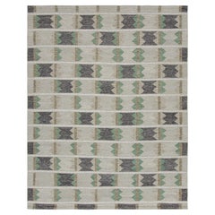 Rug & Kilim’s Scandinavian Style Rug with Geometric Patterns in Tones of Green