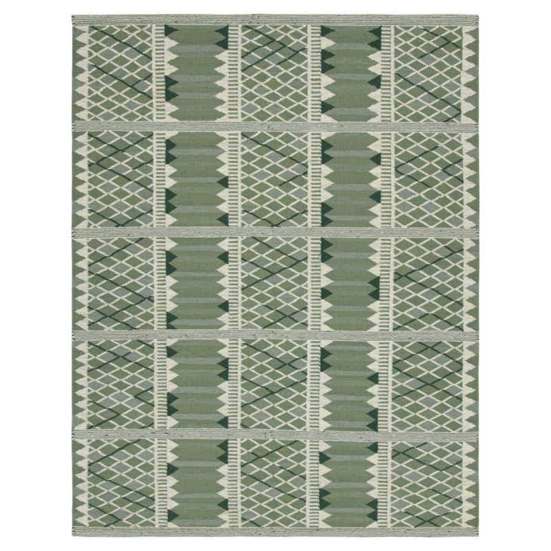 Rug and Kilim’s Scandinavian Style Rug in Green Tones, with Geometric ...