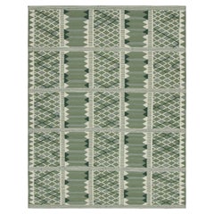 Rug & Kilim’s Scandinavian Style Rug with Geometric Patterns in Tones of Green