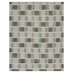 Rug & Kilim's Teppich im skandinavischen Stil mit geometrischen Mustern in Grüntönen