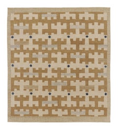 Rug & Kilim’s Scandinavian Style Rug with Gold and Beige Geometric Designs