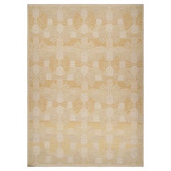 Rug & Kilim's Teppich im skandinavischen Stil mit geometrischen Mustern in Gold und Beige