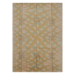 Rug & Kilim’s Scandinavian Style Rug with Gold and Green Geometric Patterns