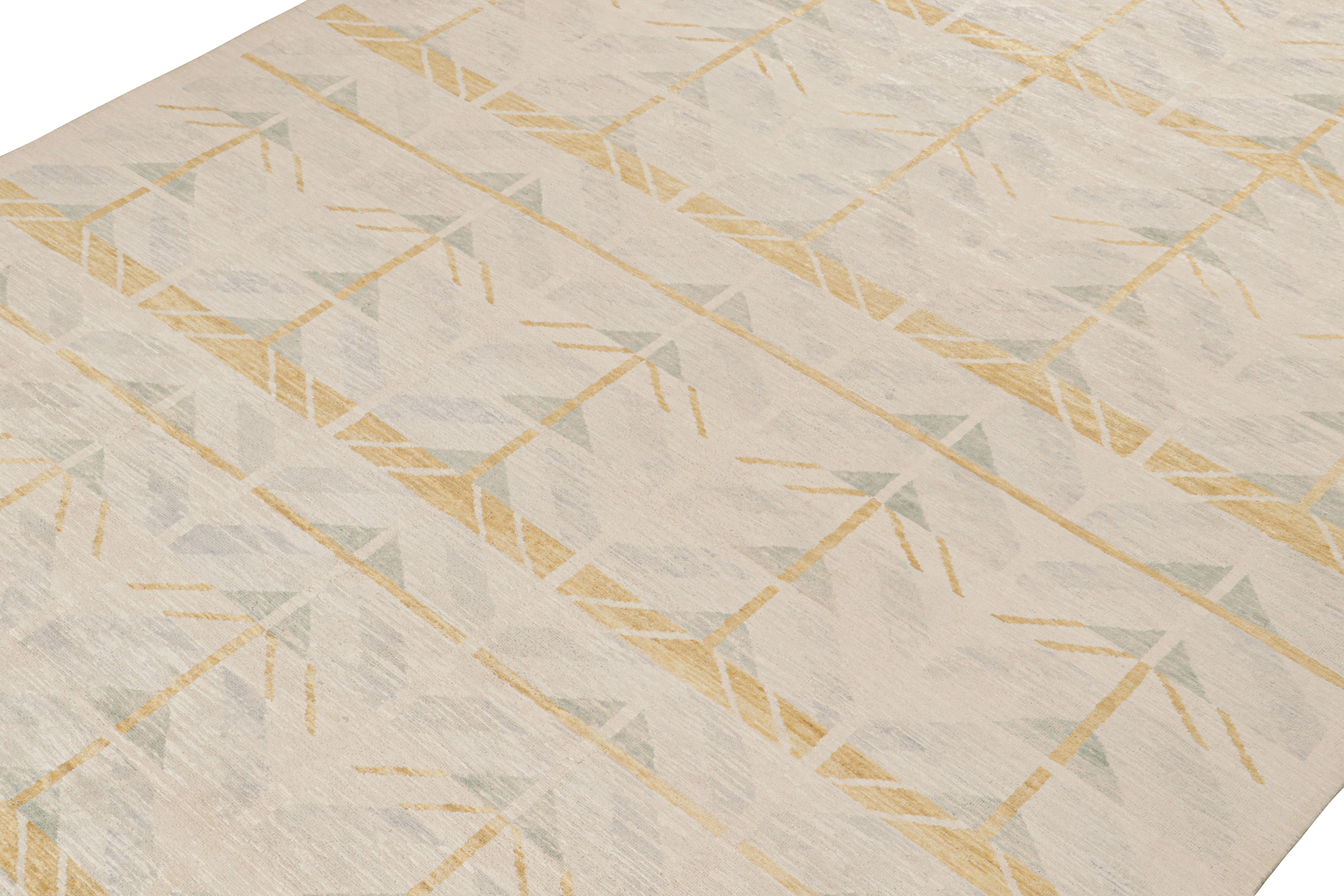 Questo tappeto contemporaneo 10x14 è un'entusiasmante novità della premiata collezione Scandinavian di Rug & Kilim. Annodata a mano in una miscela esclusiva di lana e seta, la sua struttura rappresenta una nuova e lussuosa rivisitazione di alto