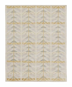 Rug & Kilim's Teppich im skandinavischen Stil mit geometrischen Mustern in Gold und Beige