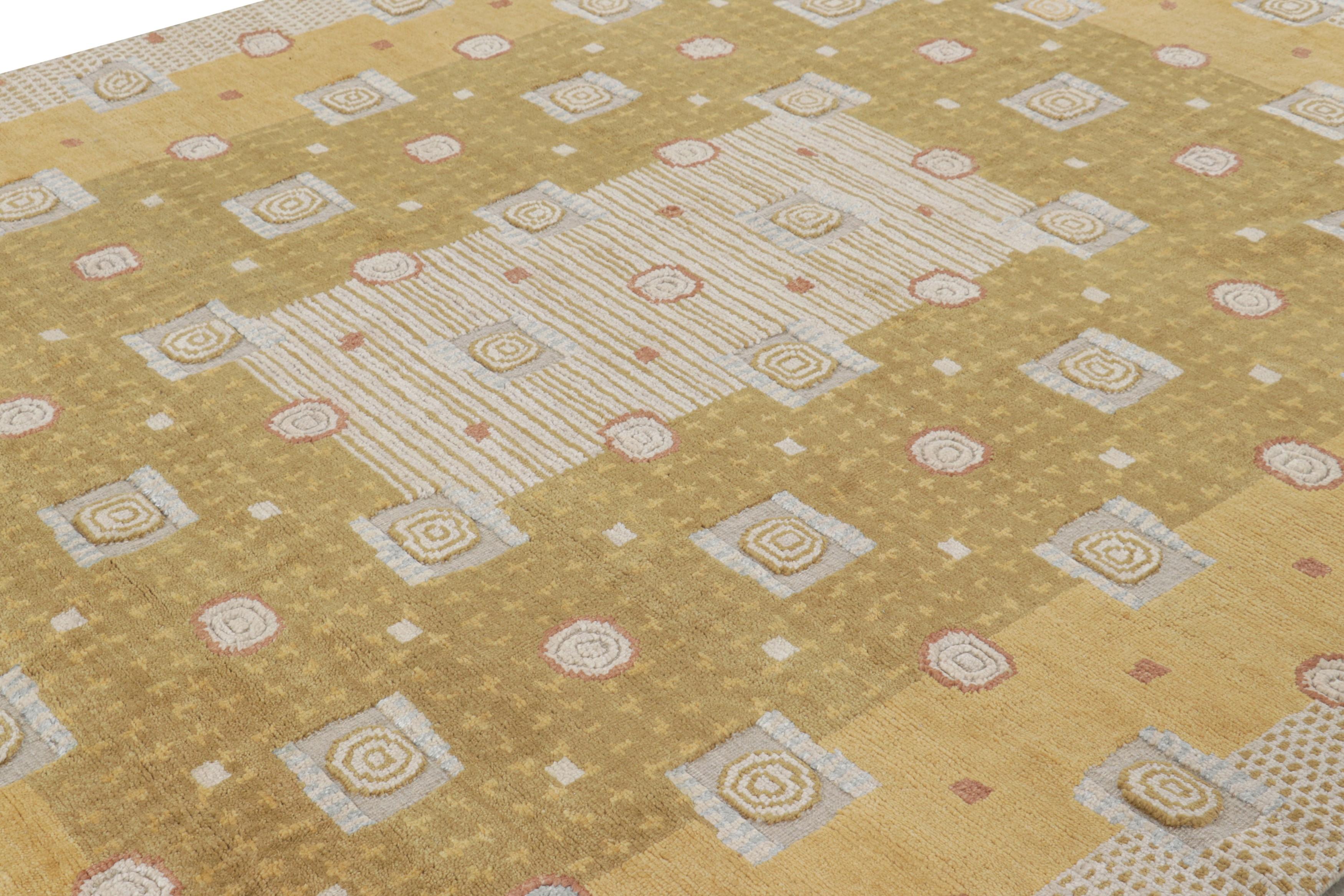 Realizzato in lana annodata a mano, questo tappeto 8x10 è un'entusiasmante novità della collezione di tappeti scandinavi di Rug & Kilim: una rivisitazione contemporanea del minimalismo svedese e dei tappeti e tessuti vintage delle tradizioni