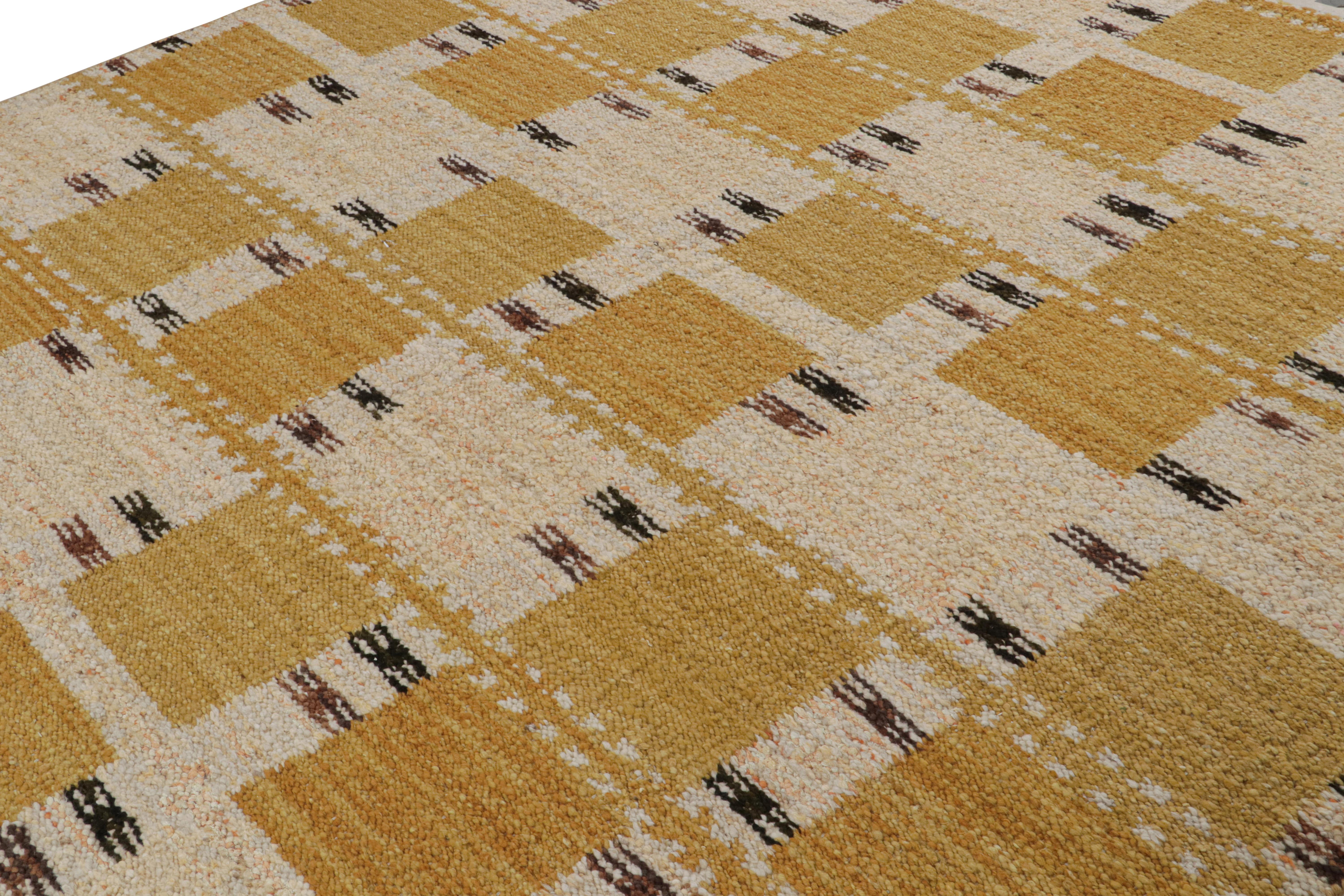 Indien Tapis de style scandinave à motifs géométriques dorés de Rug & Kilim en vente