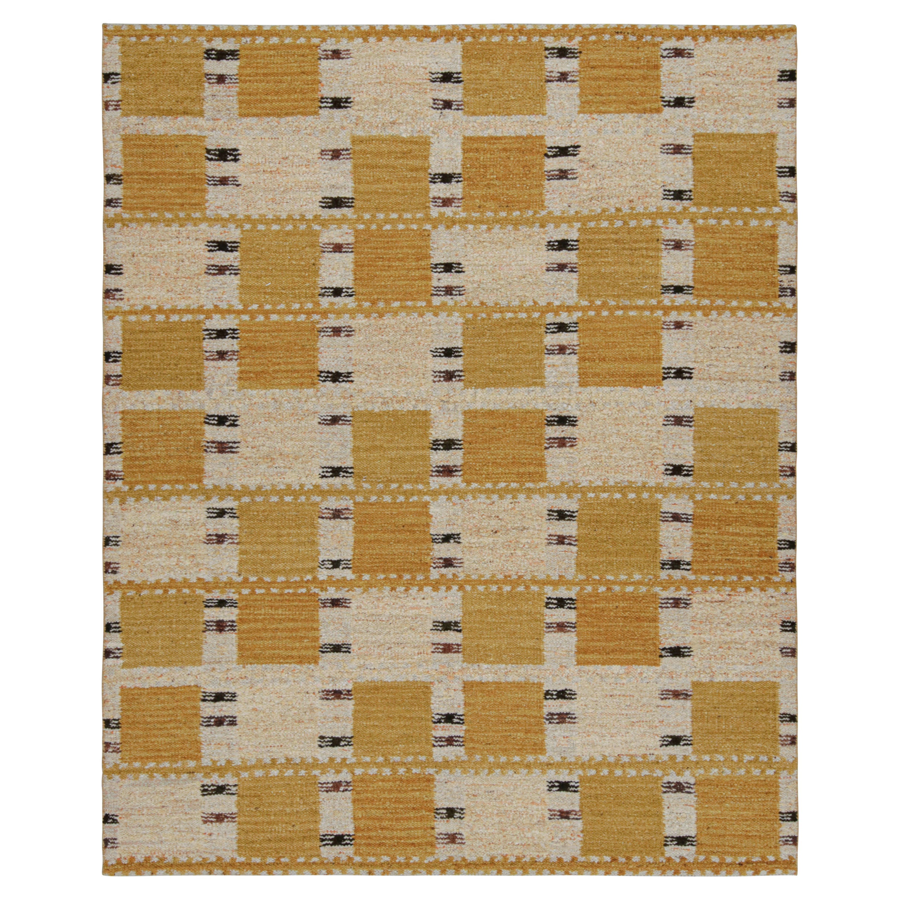 Rug 
Kilim’s Scandinavian Style Rug with Gold Geometric Patterns