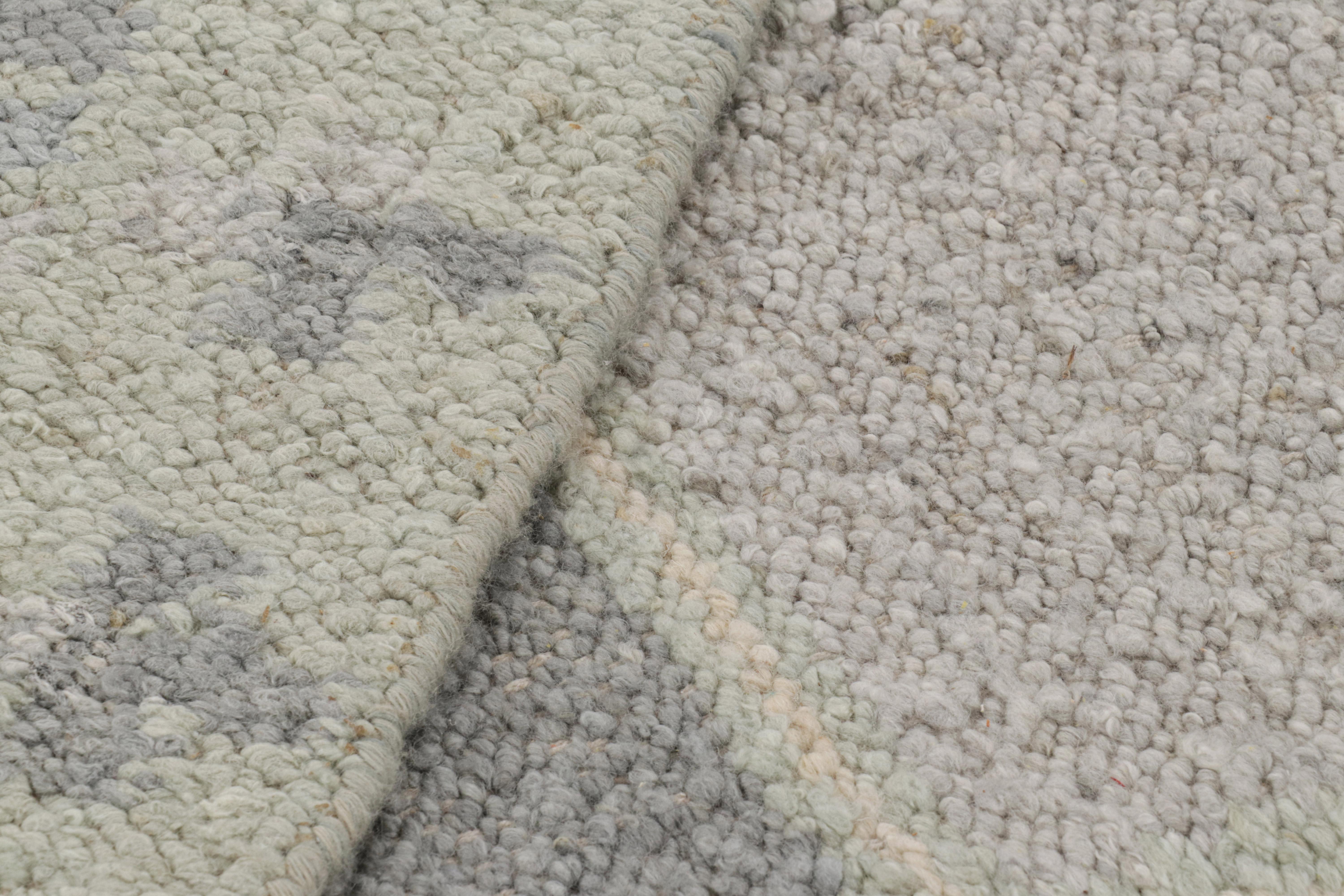 Alfombra de estilo escandinavo con motivos geométricos grises y azules de Rug & Kilim Siglo XXI y contemporáneo en venta