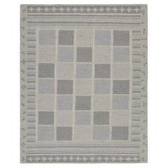 Rug & Kilim’s Scandinavian Style Rug with Gray and Blue Geometric Patterns