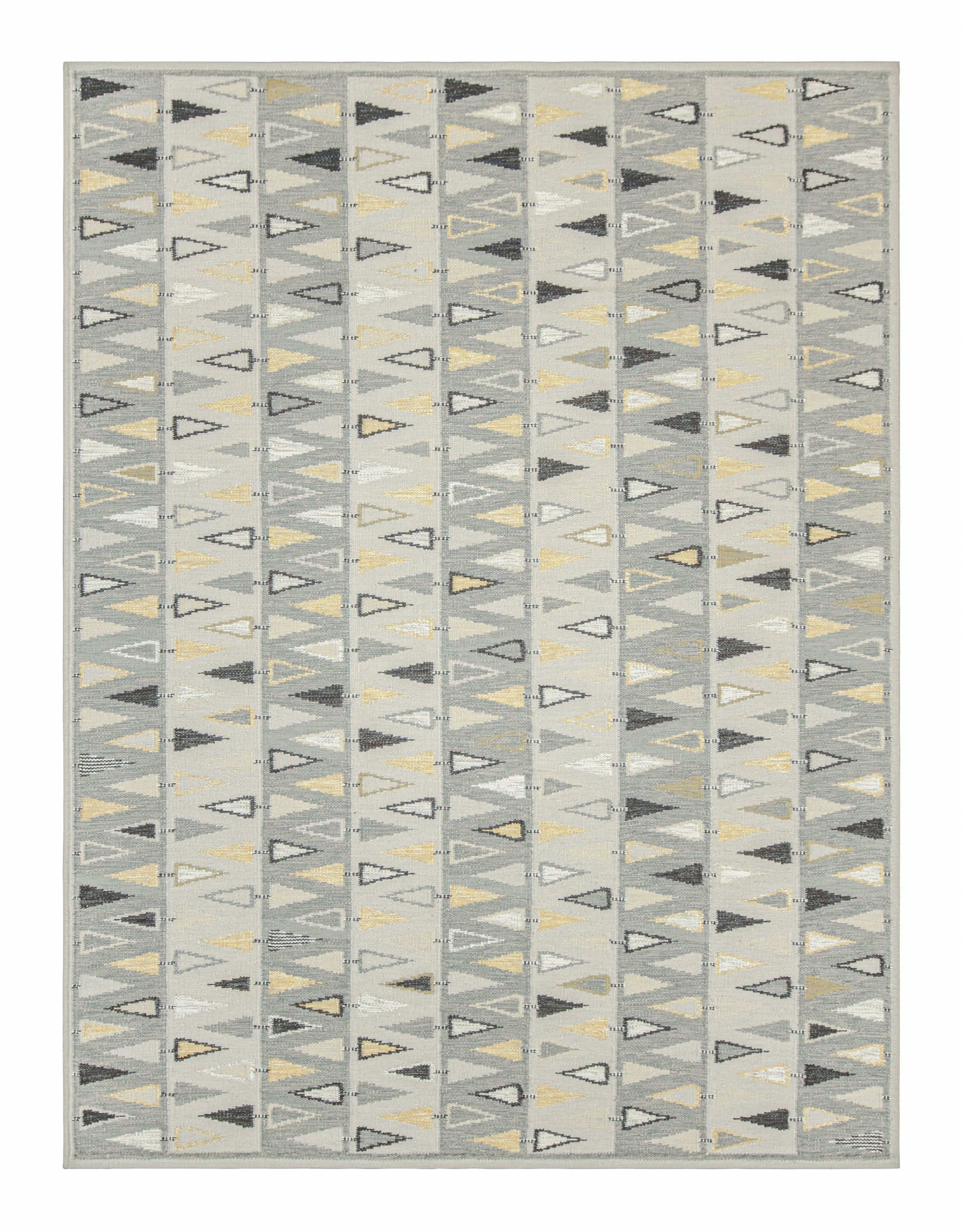 Tappeto in stile scandinavo Rug & Kilim con motivo geometrico grigio, beige e oro