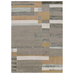 Rug & Kilim’s Scandinavian Style Rug with Gray, Brown & White Geometric Patterns