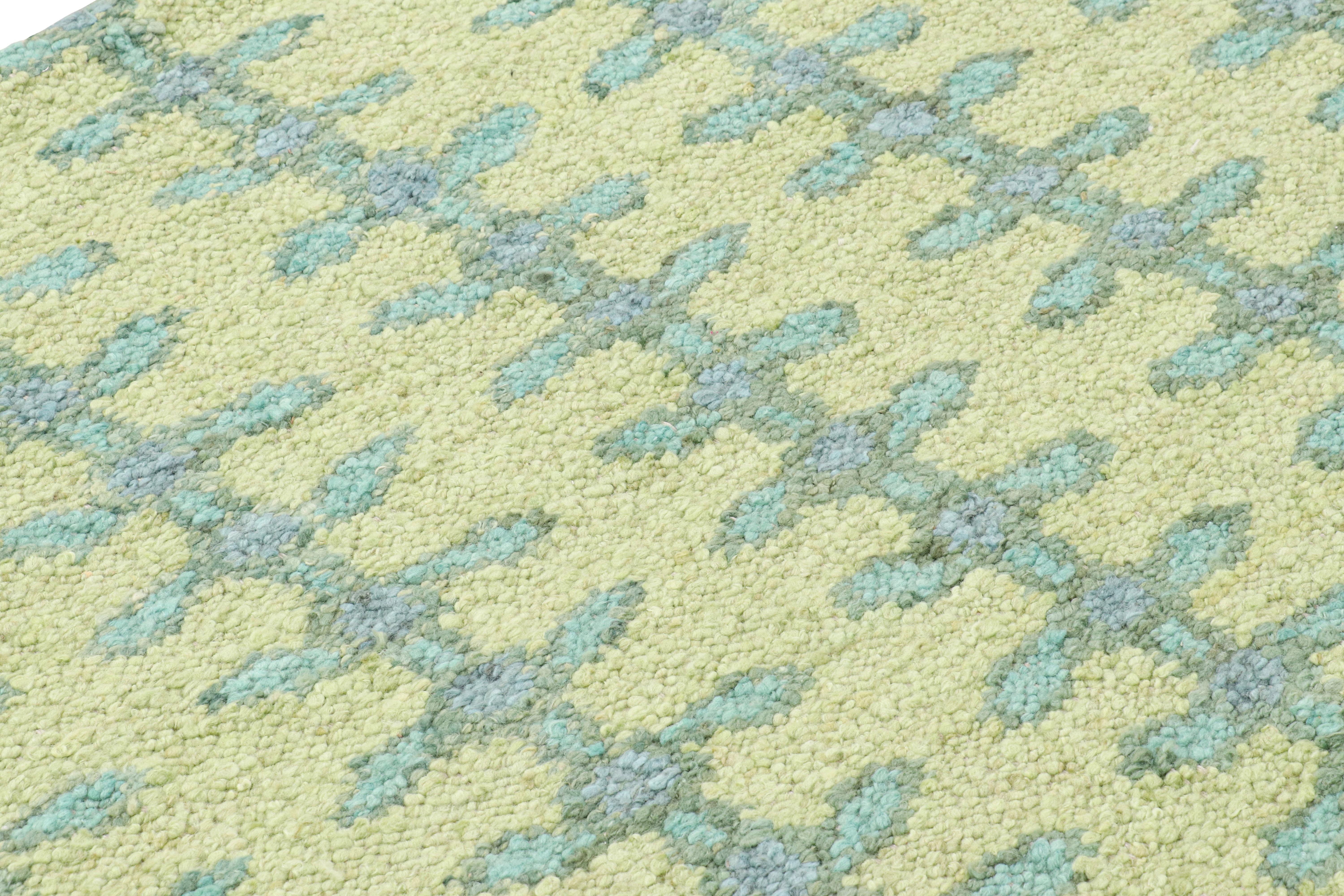 Tessuta a mano in lana, questa elegante trama piatta 8x10 in stile svedese è la texture 