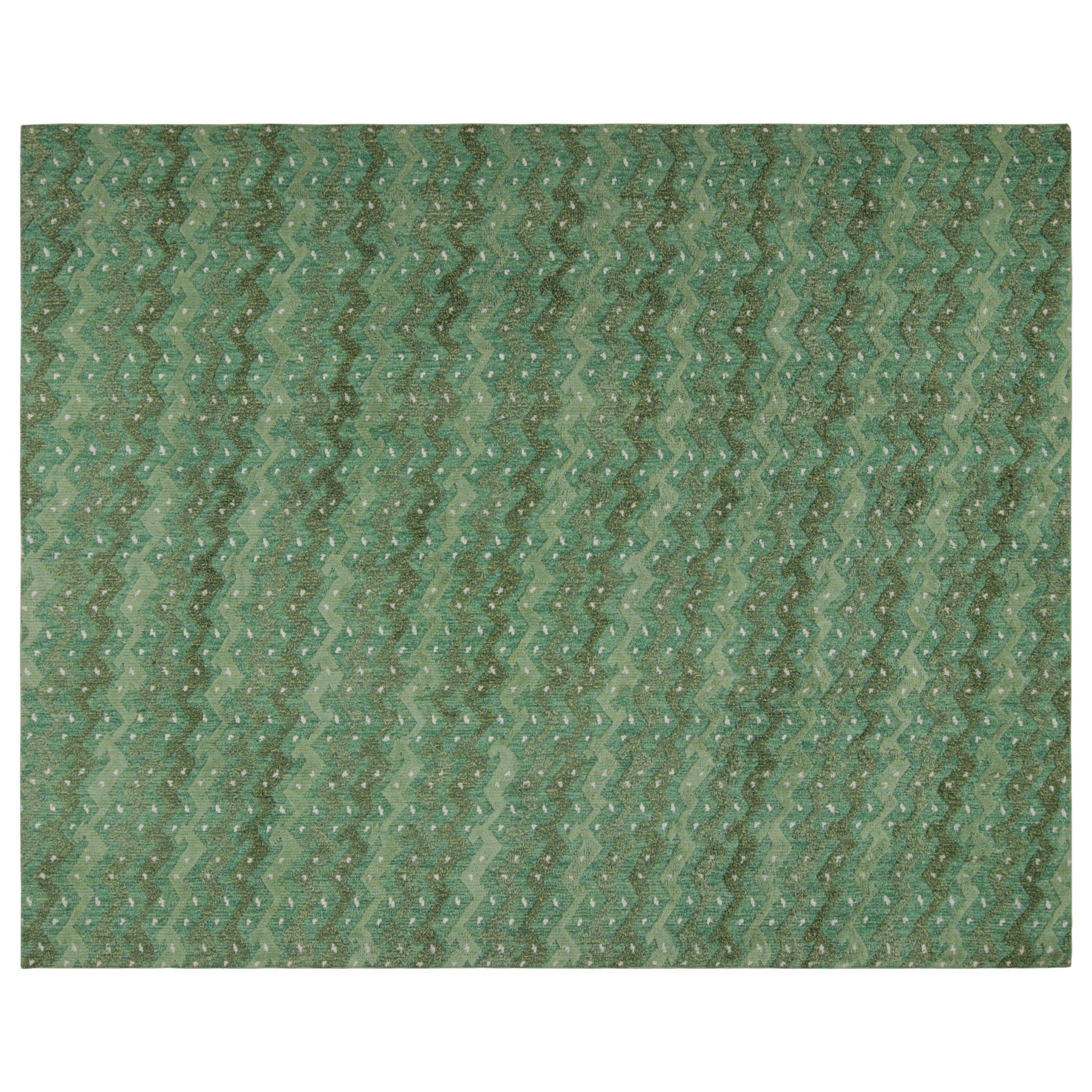 Tapis de style scandinave à motifs géométriques verts de Rug & Kilim