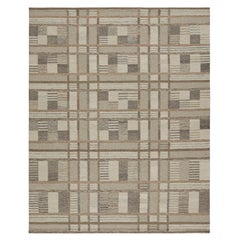 Rug & Kilim’s Scandinavian Style Rug with Grey & White Geometric Patterns