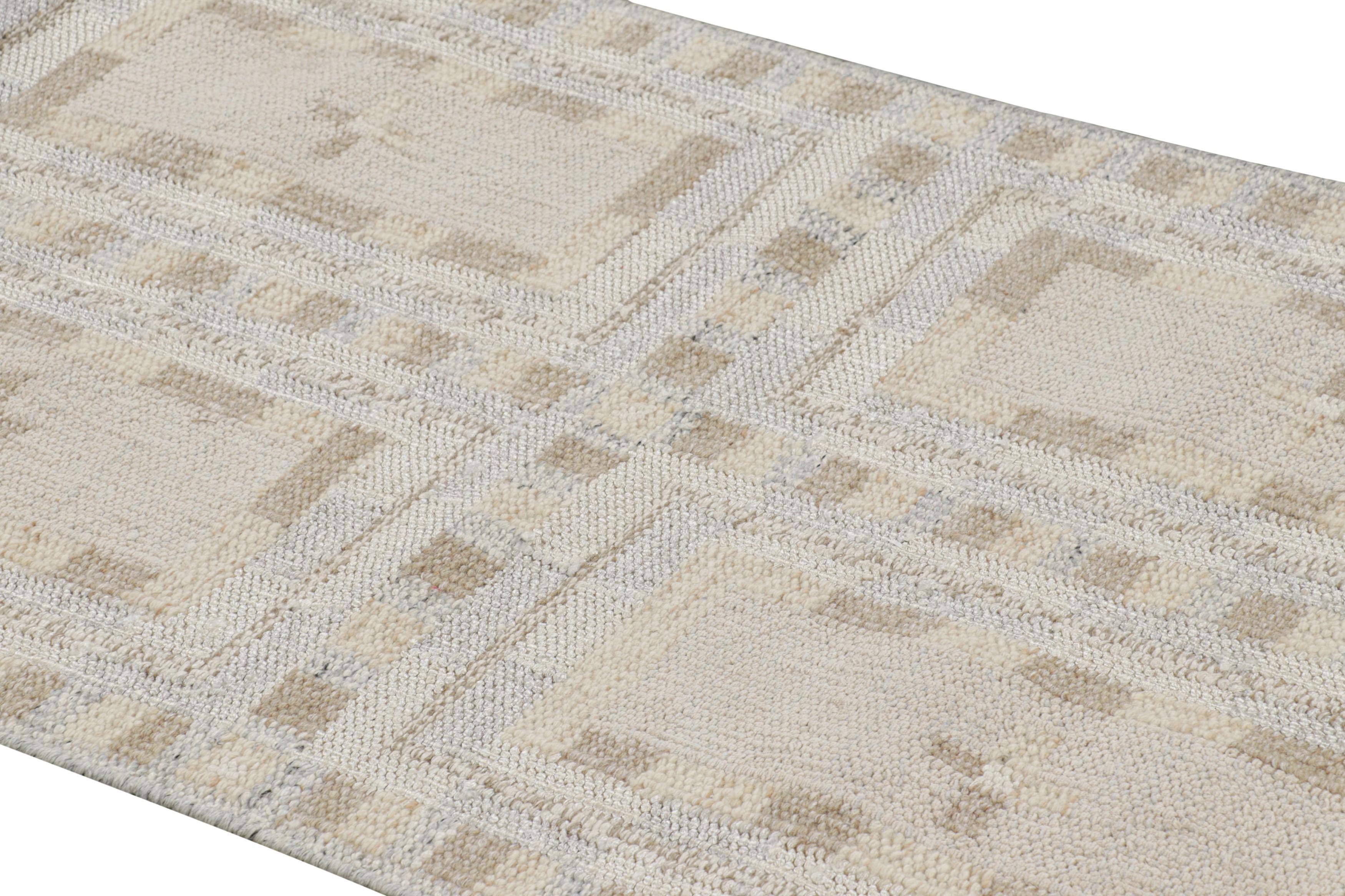 Fabriqué en laine tissée à la main, ce tapis 3x5 et tissage plat représente une nouvelle ligne audacieuse et élégante de la Collection Scandinave primée de Rug & Kilim - affectueusement surnommée notre 