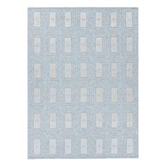 Rug 
Kilim
s Teppich im skandinavischen Stil mit eisblauen und weißen geometrischen Mustern
